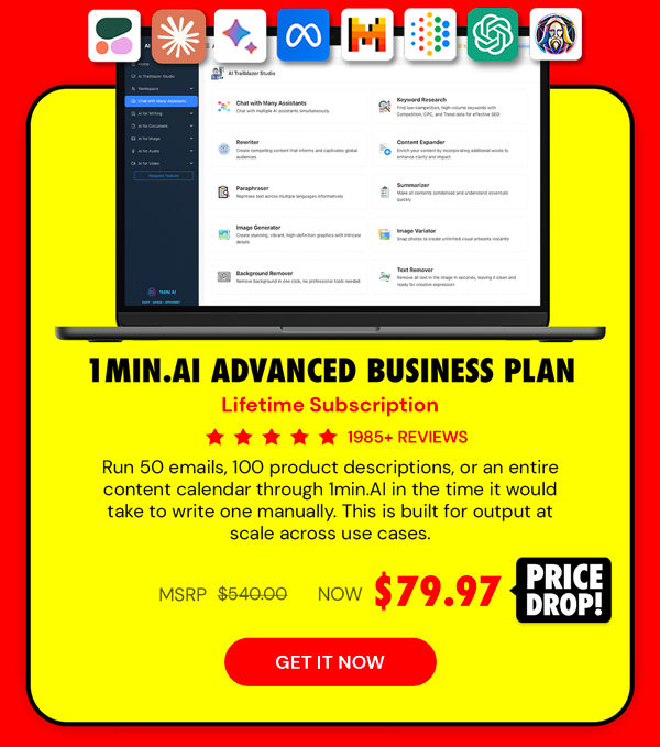 1minAI Advanced Business Plan Lifetime Subscription