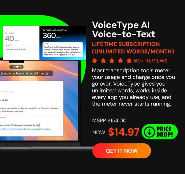 VoiceType AI Voice-to-Text: Lifetime Subscription