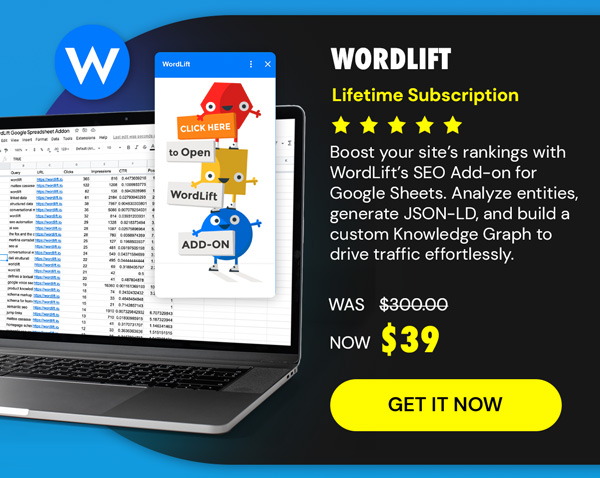 WordLift SEO Tool for Google Sheets: Lifetime Subscription