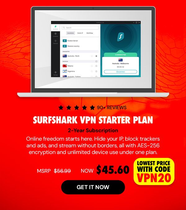 SurfShark VPN Starter Plan: 2-Yr Subscription