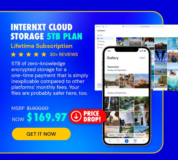 Internxt Cloud Storage: Lifetime Subscription (5TB Plan)