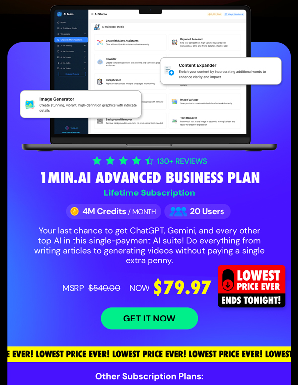 1minAI Advanced Business Plan Lifetime Subscription