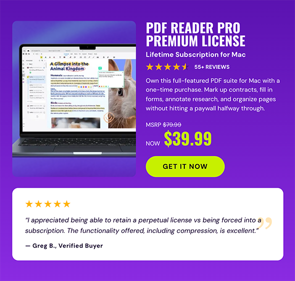 PDF Reader Pro Premium License For Mac: Lifetime Subscription