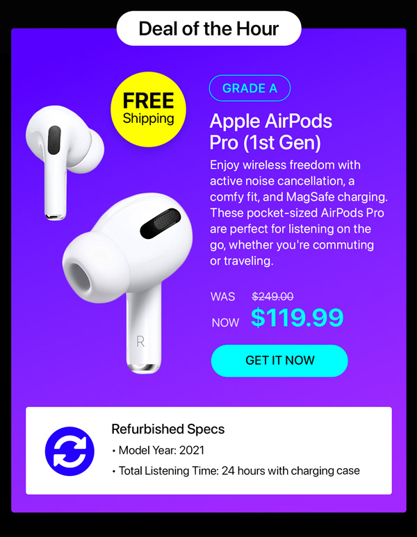 Apple AirPods Pro (1st Gen) with MagSafe Charging Case (Refurbished)