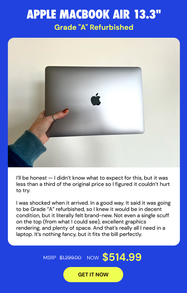 Apple MacBook Air 13.3" (2020) M1 MGN63LL/A 8GB RAM 128GB SSD Space Gray (Refurbished)