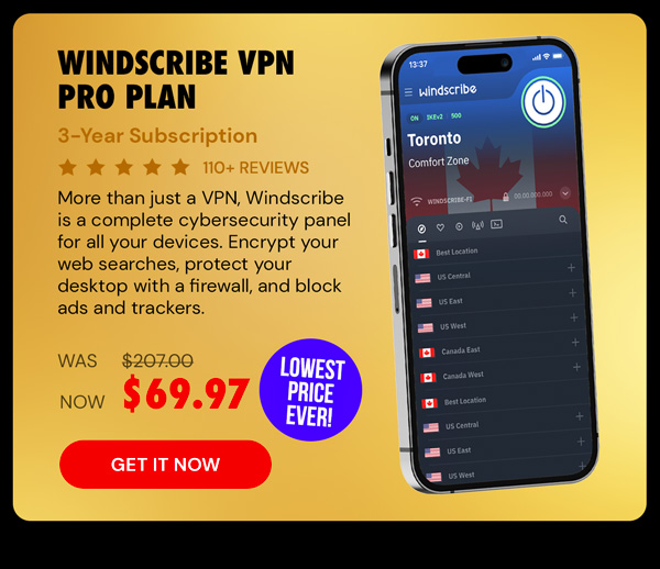 Windscribe VPN Pro Plan: 3-Yr Subscription