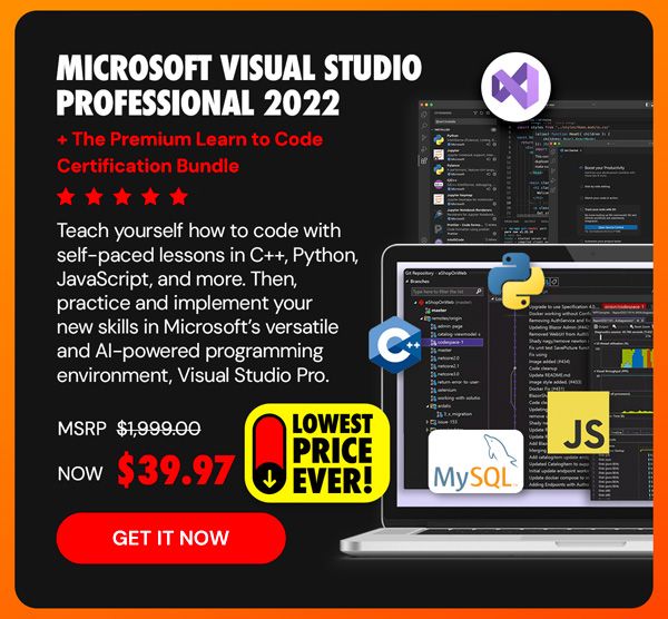 Microsoft Visual Studio Professional 2022 + The Premium Learn to Code Certification Bundle