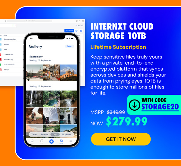 Internxt Cloud Storage Lifetime Subscription: 10TB Plan