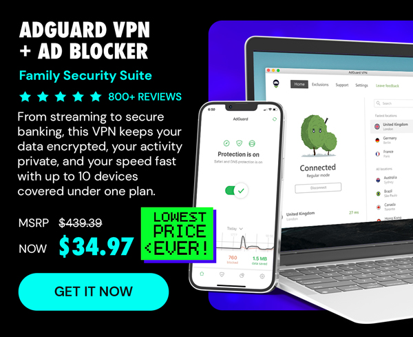 AdGuard VPN + Ad Blocker Family Security Suite
