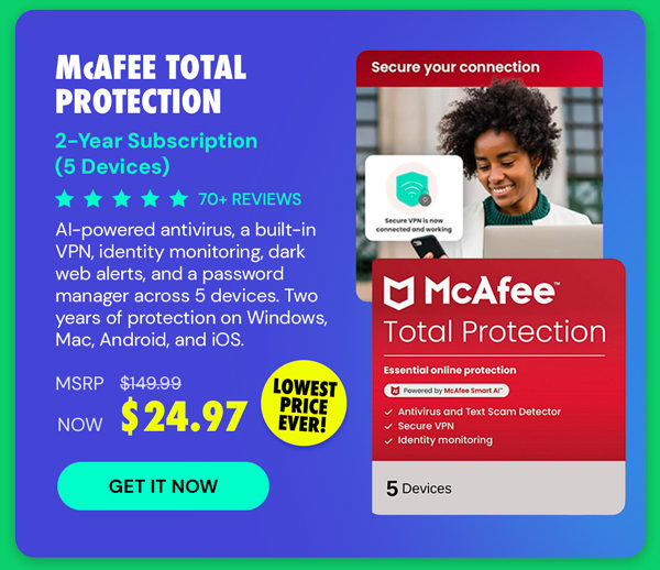 McAfee Total Protection 5-Device: 2-Year Subscription
