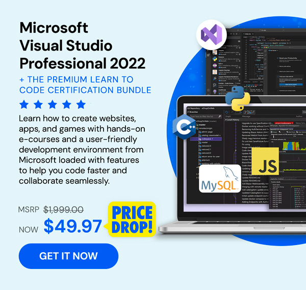Microsoft Visual Studio Professional 2022 + The Premium Learn to Code Certification Bundle