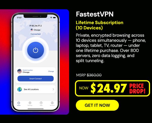 FastestVPN: Lifetime Subscription (10 Devices)