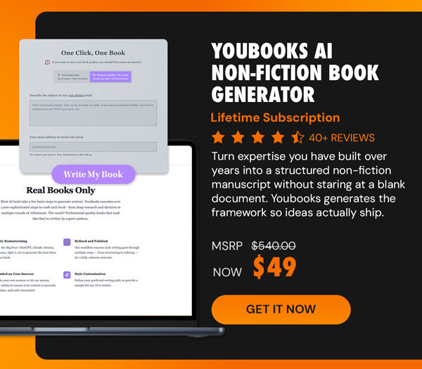Youbooks AI Non-Fiction Book Generator: (Fan Plan) Lifetime Subscriptions