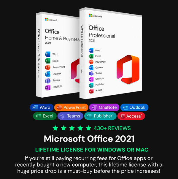 Microsoft Office 2021 for Windows or Mac: Lifetime License