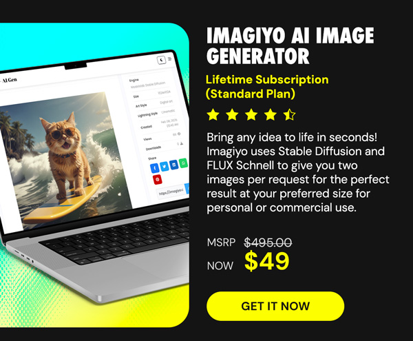 Imagiyo AI Image Generator: Lifetime Subscription (Standard Plan)