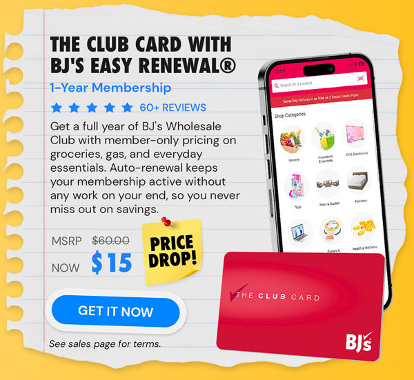 1-Year The Club Card Membership with BJ's Easy Renewal® (Terms Apply)