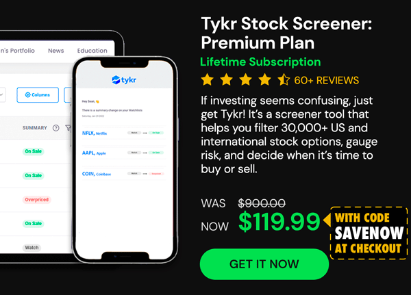 Tykr Stock Screener: Premium Plan Lifetime Subscription