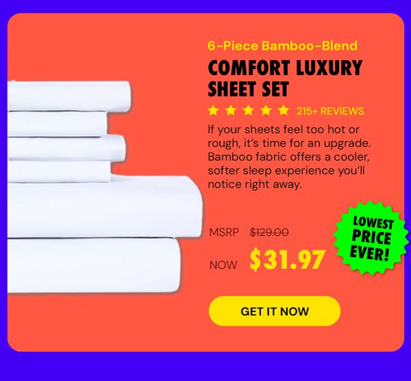 6-Piece Bamboo-Blend Comfort Luxury Sheet Set (White/King)
