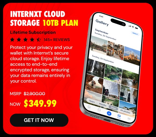 Internxt Cloud Storage Lifetime Subscription: 10TB Plan