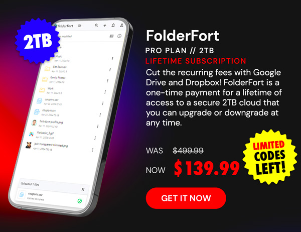 FolderFort 2TB Storage Pro Plan: Lifetime Subscription