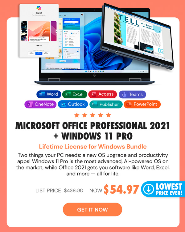 The Ultimate Microsoft Office Professional 2021 for Windows: Lifetime License + Windows 11 Pro Bundle