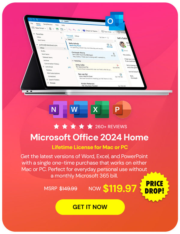 Microsoft Office 2024 Home for Mac or PC: One-Time Purchase
