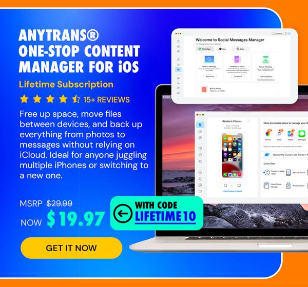 AnyTrans® One-Stop Content Manager for iOS: Lifetime Subscription