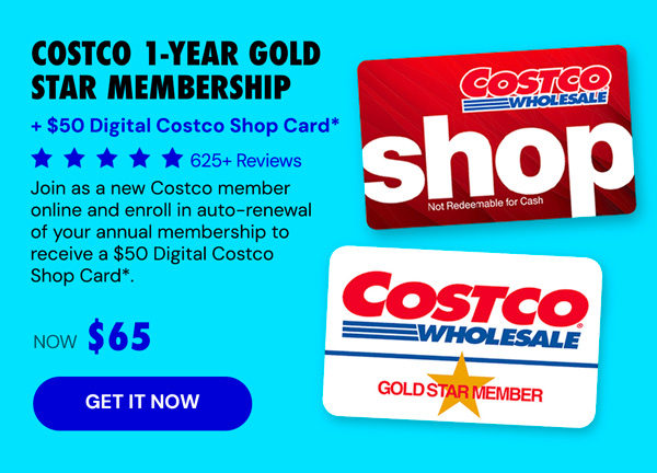 Costco 1-Year Gold Star Membership + a $50 Digital Costco Shop Card