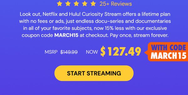 Curiosity Stream Standard Plan: Lifetime Subscription