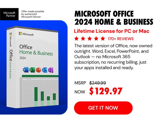 Microsoft Office 2024 Home & Business for Mac or PC Lifetime License
