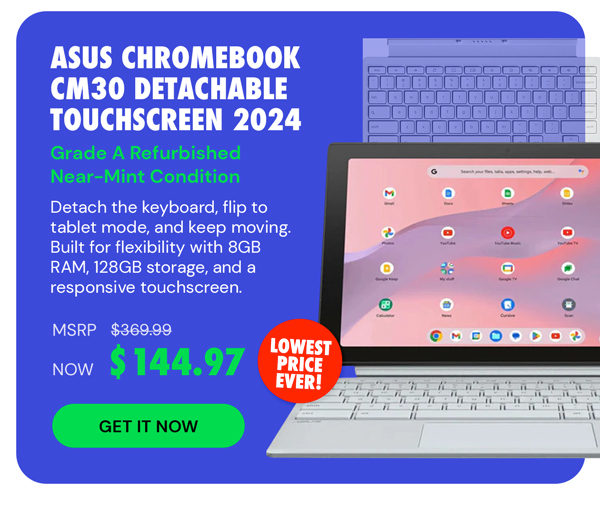 ASUS Chromebook CM30 (2024) Detachable Touchscreen 8GB RAM 128GB eMMC (Refurbished)