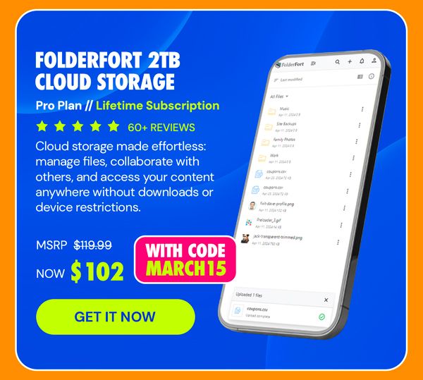 FolderFort 2TB Cloud Storage Pro Plan: Lifetime Subscription