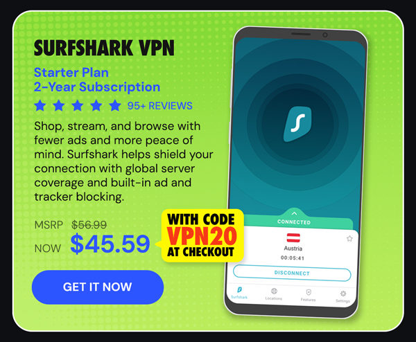 SurfShark VPN Starter Plan: 2-Yr Subscription