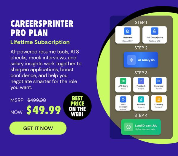 CareerSprinter Pro Plan: Lifetime Subscription
