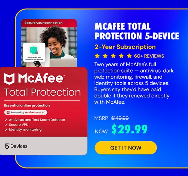 McAfee Total Protection 5-Device: 2-Year Subscription