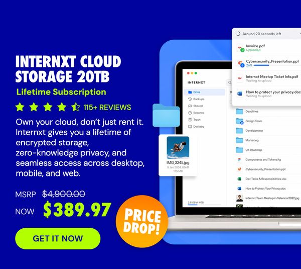 Internxt Cloud Storage Lifetime Subscription (20TB)