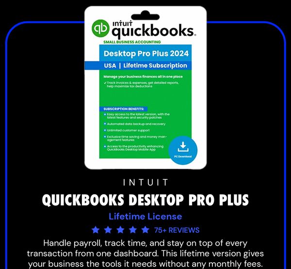 Intuit QuickBooks Desktop Pro Plus 2024 (1 User): Lifetime License