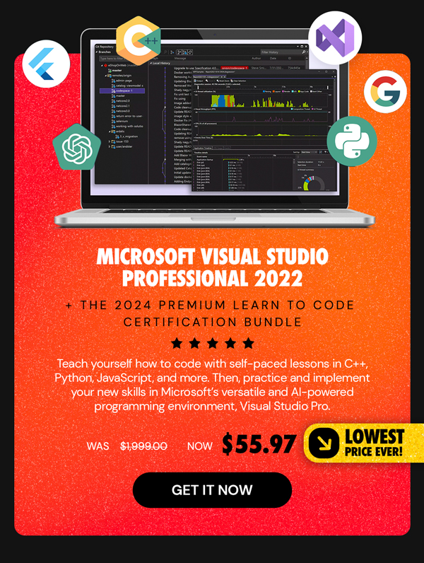 Microsoft Visual Studio Professional 2022 + The 2024 Premium Learn to Code Certification Bundle