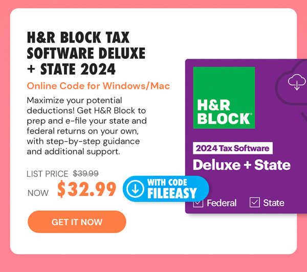 H&R Block Tax Software Deluxe + State 2024 for Windows/Mac [Online Code]