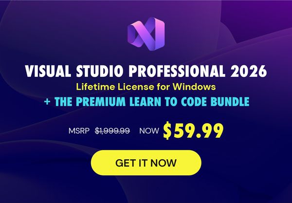 Microsoft Visual Studio Professional 2026 + The Premium Learn to Code Certification Bundle