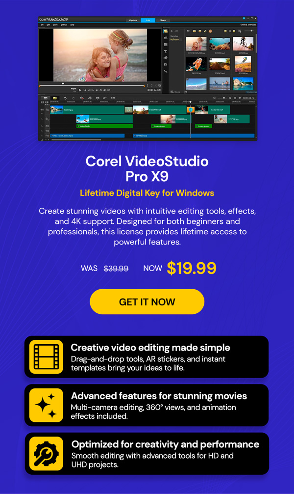 Corel VideoStudio Pro X9 CD Key (Lifetime / 1 PC)