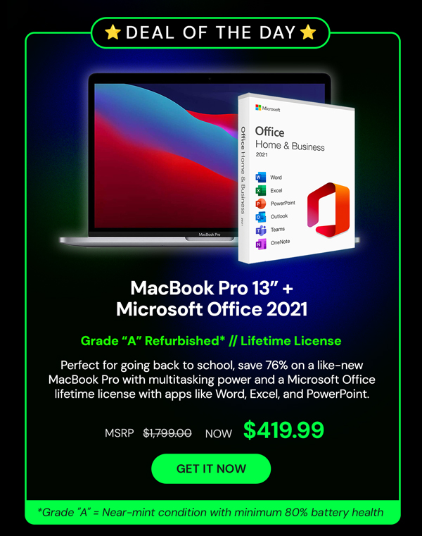 Microsoft Office Home & Business for Mac 2021 Lifetime License + MacBook Pro 13” (2020)