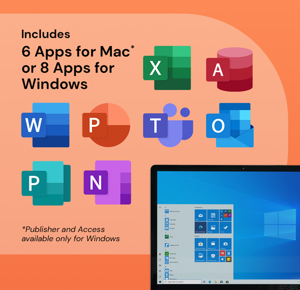 Microsoft Officel 2021 for Windows or Mac: Lifetime License