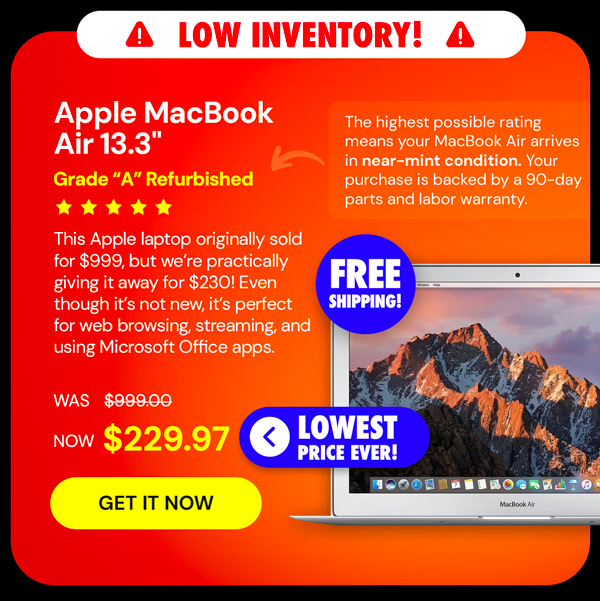 Apple MacBook Air 13.3" (2017) 1.8GHz i5 8GB RAM 128GB SSD Silver (Refurbished)