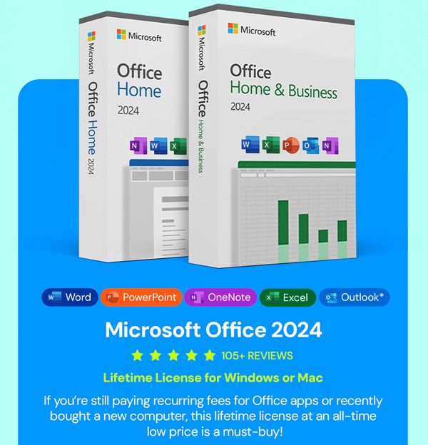 Microsoft Office 2024 Home & Business or Home for Mac or PC Lifetime License