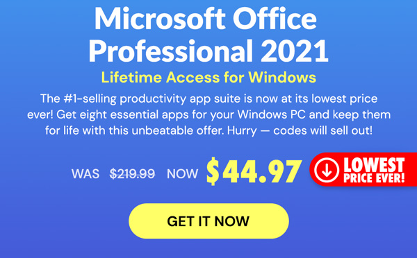 Microsoft Office Professional 2021 for Windows: Lifetime License (Non Binding)
