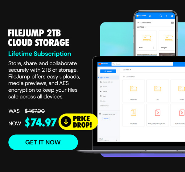 FileJump 2TB Cloud Storage: Lifetime Subscription