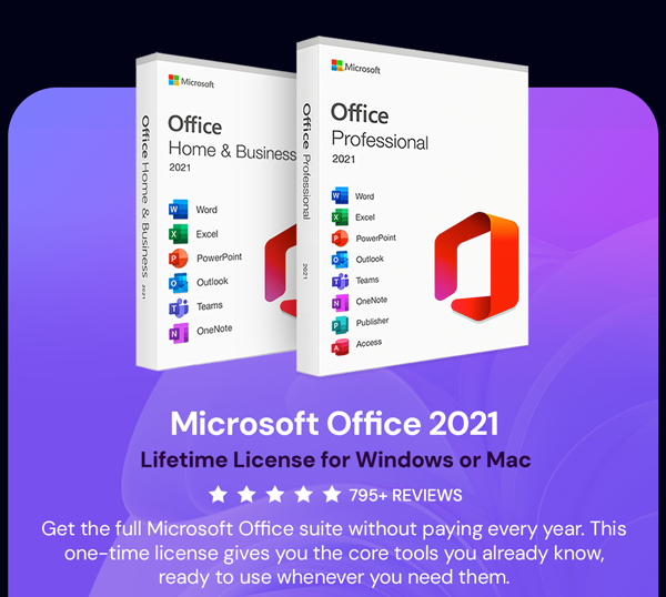 Microsoft Office Professional 2021 for Windows or Mac: Lifetime License