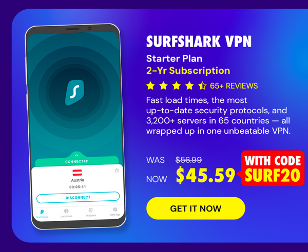 SurfShark VPN Starter Plan: 2-Yr Subscription