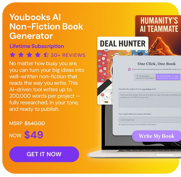 Youbooks AI Non-Fiction Book Generator: (Fan Plan) Lifetime Subscriptions